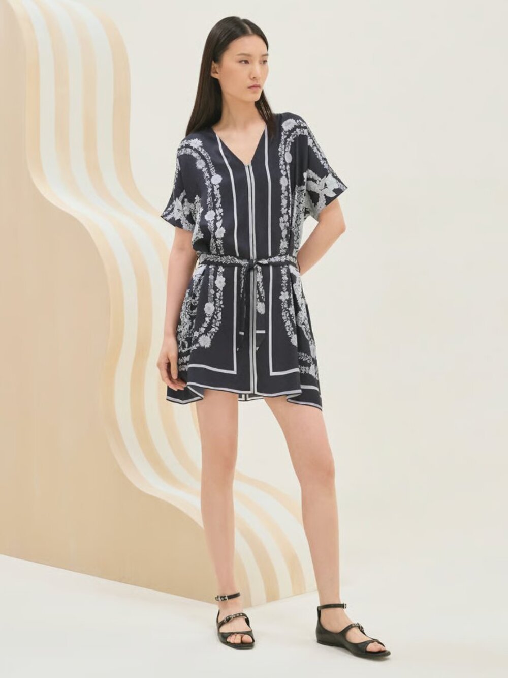Hermès "Brides de Gala en Fleurs" Belted Tunic